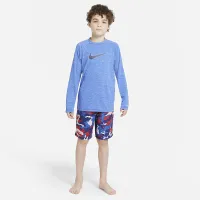 Nike Heather Big детские (для мальчиков) Long-Sleeve Hydroguard Swim Shirt синий