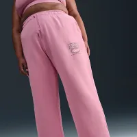 Nike Sportswear Club Fleece женская Mid-Rise Wide-Leg Graphic Pants (большие размеры) Pink