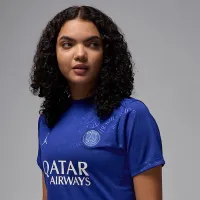 Nike Paris Saint-Germain Academy Pro Fourth жіноча Jordan Dri-FIT Soccer Short-Sleeve Pre-Match Top блакитний