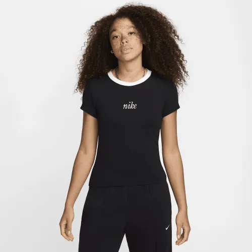 Nike Sportswear Chill Knit жіноча Slim Cropped Tee колір чорний