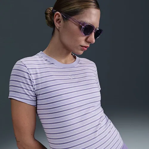 Nike Sportswear Chill Knit жіноча Slim Striped футболка колір фіолетовий