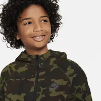 Nike Tech Fleece Big детские (для мальчиков) Camo Full-Zip Толстовка с капюшоном цвет черный
