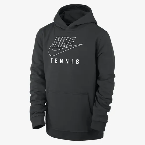 Nike Swoosh Club Fleece Big детские Tennis Pullover Толстовка с капюшоном цвет черный