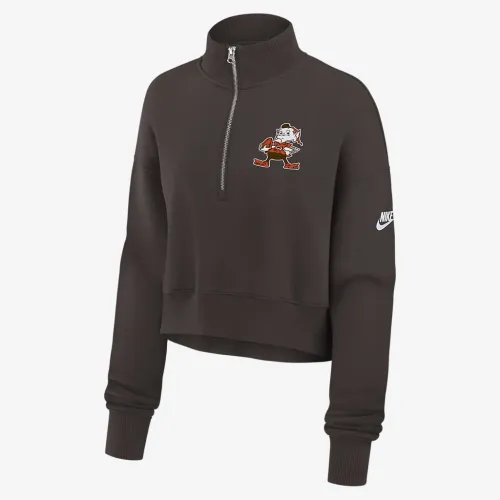 Cleveland колір коричневийs Rewind Phoenix жіноча Nike NFL Cropped 1/4-Zip Crew колір коричневий