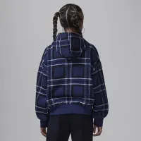 Nike Jordan Brooklyn Essentials Big дитячі Plaid Print Pullover Толстовка з капюшоном блакитний