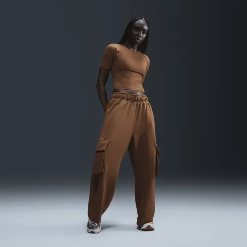 Nike Sportswear жіноча Low-Rise оверсайз French Terry Open-Hem Pants колір коричневий
