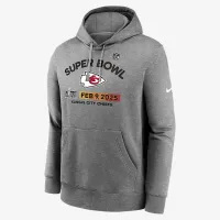 Kansas City Chiefs Super Bowl LIX Bound Team Logo мужские Nike NFL Pullover Толстовка с капюшоном цвет серый