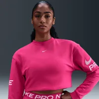 Nike Pro женская Dri-FIT Loose Crew-Neck French Terry свитшот Pink