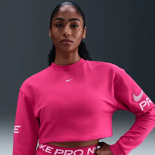 Nike Pro жіноча Dri-FIT Loose Crew-Neck French Terry світшот Pink
