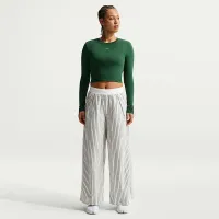 Nike Sportswear Chill Poplin женская Loose Mid-Rise Woven Striped Pants цвет зеленый