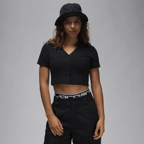 Nike Jordan жіноча Short-Sleeve Knit Top колір чорний