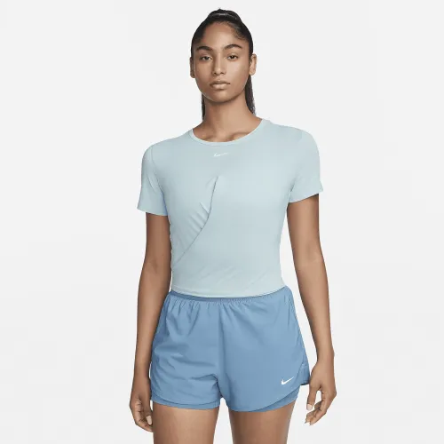 Nike Dri-FIT One Luxe женская Twist Cropped Short-Sleeve Top синий