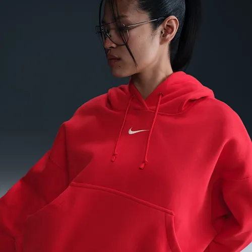 Nike Sportswear Phoenix Fleece женская Over-оверсайз Pullover Толстовка с капюшоном цвет красный