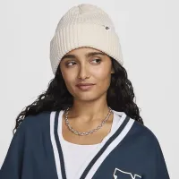 Nike Peak Waffle Knit Beanie колір коричневий