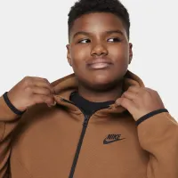 Nike Sportswear Tech Fleece Big детские (для мальчиков) Full-Zip Толстовка с капюшоном (Extended Size) цвет коричневый