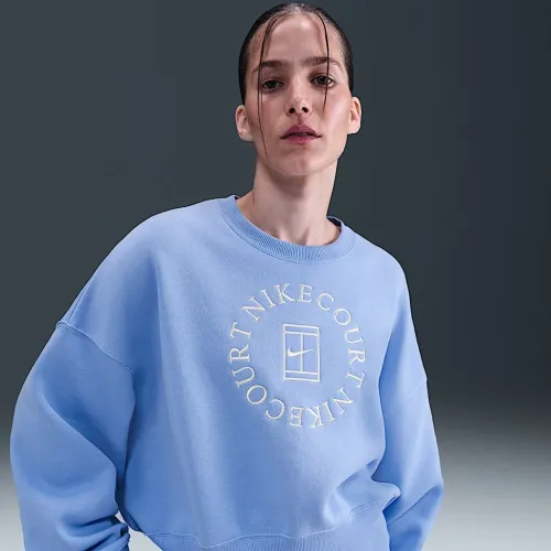 NikeCourt Heritage Phoenix Fleece женская Over-оверсайз Crew-Neck свитшот синий