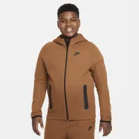 Nike Sportswear Tech Fleece Big детские (для мальчиков) Full-Zip Толстовка с капюшоном (Extended Size) цвет коричневый