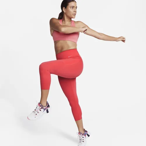 Nike Go женская Firm-Support С высокой Талией Cropped лосины с карманамицвет красный