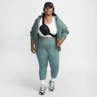 Nike One женская С высокой Талией 7/8 лосины с карманами(большие размеры) цвет зеленый