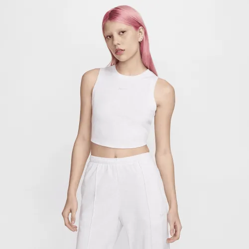 Nike Sportswear Chill Knit женская Tight Cropped Mini-Rib Tank Top цвет коричневый