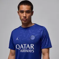 Nike Paris Saint-Germain Academy Pro Fourth мужские Jordan Dri-FIT Soccer Short-Sleeve Pre-Match Top синий