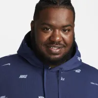 Nike Club Fleece мужские Allover Print Pullover Толстовка с капюшоном синий