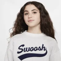 Nike Sportswear Club Fleece Big детские (Girls') оверсайз Crew-Neck свитшот цвет коричневый
