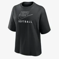 Nike Swoosh женская Softball Boxy футболка цвет черный