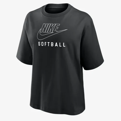 Nike Swoosh женская Softball Boxy футболка цвет черный