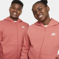 Nike Sportswear Club Fleece Big детские Full-Zip Толстовка с капюшоном (Extended Size) цвет красный