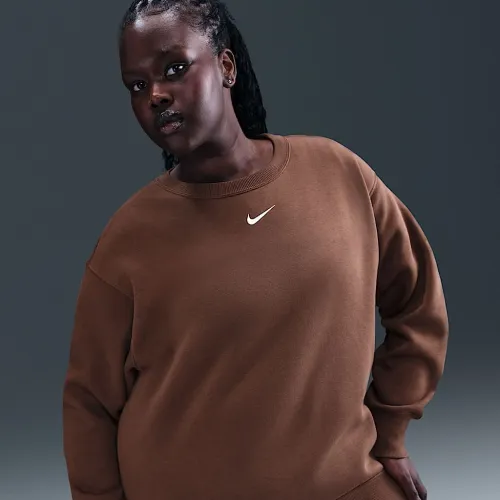Nike Sportswear Phoenix Fleece женская оверсайз Crew-Neck свитшот (большие размеры) цвет коричневый