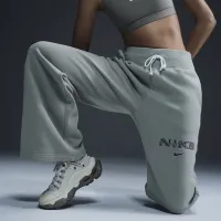 Nike Sportswear Phoenix Fleece жіноча З високою талією Wide-Leg Logo Pants колір зелений
