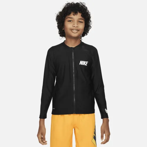Nike Swim 3-D Swoosh Big детские (для мальчиков) Long-Sleeve Zip Hydroguard цвет черный