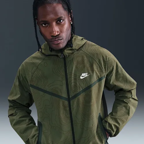 Nike Tech мужские Full-Zip Woven Windrunner Куртка цвет зеленый