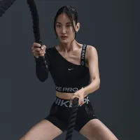 Nike Pro Shine жіноча Dri-FIT Asymmetrical Cropped Top колір чорний