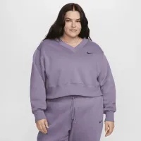 Nike Sportswear Phoenix Fleece жіноча оверсайз Cropped V-Neck Top (великі розміри) колір фіолетовий