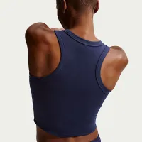Nike One Fitted женская Dri-FIT Cropped Tank Top синий