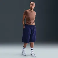 Nike Sportswear Chill Knit жіноча Tight Short-Sleeve Mock-Neck Top колір коричневий