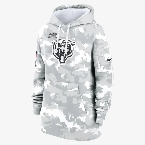 Chicago Bears Salute to Service Primary Edge Club женская Nike NFL Pullover Толстовка с капюшоном цвет белый