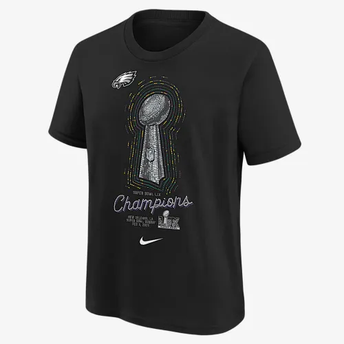 Philadelphia Eagles Super Bowl LIX Champions Lombardi Trophy Big дитячі Nike NFL футболка колір чорний