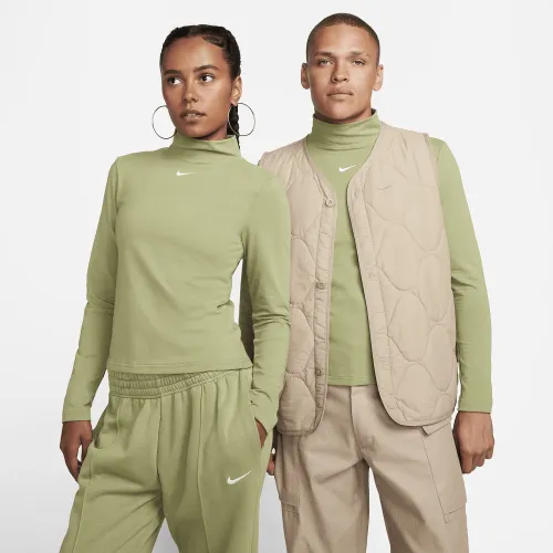Nike Sportswear Collection Essentials женская Long-Sleeve Mock Top цвет зеленый