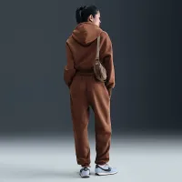 Nike Sportswear Phoenix Fleece жіноча Loose Full-Zip Cropped Толстовка з капюшоном колір коричневий