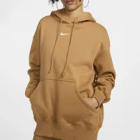 Nike Sportswear Phoenix Fleece женская оверсайз Pullover Толстовка с капюшоном цвет коричневый