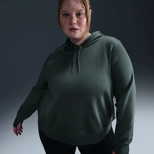 Nike Therma-FIT One женская Pullover Толстовка с капюшоном (большие размеры) цвет зеленый