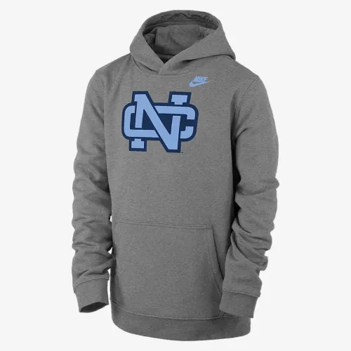 UNC Club Fleece Big дитячі (для хлопчиків) Nike College Pullover Толстовка з капюшоном колір сірий