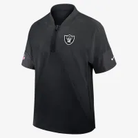 Las Vegas Raiders Sideline Coach мужские Nike NFL 1/2-Zip Short-Sleeve Hooded Куртка цвет черный