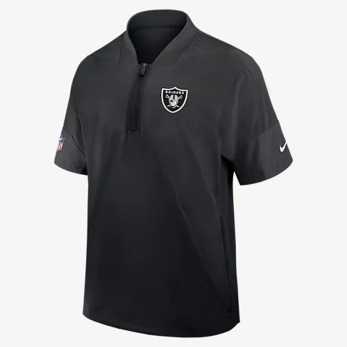 Las Vegas Raiders Sideline Coach чоловічі Nike NFL 1/2-Zip Short-Sleeve Hooded Куртка колір чорний