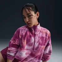 Nike One жіноча Therma-FIT оверсайз 1/2-Zip Fleece Printed Top колір фіолетовий