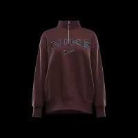 Nike Sportswear Phoenix Fleece женская оверсайз 1/4-Zip Logo Top цвет коричневый