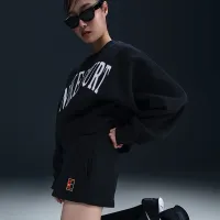 NikeCourt Phoenix Fleece женская С высокой Талией Loose шорты цвет черный